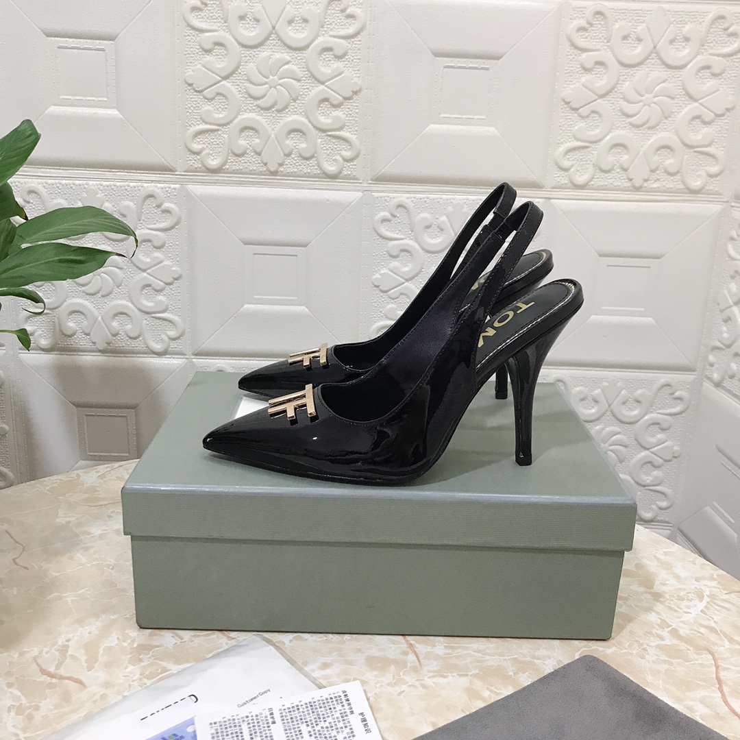 𝐓𝐎𝐌𝐅𝐎𝐑𝐃｜𝟐𝟎𝟐𝟑𝐒𝐒/𝐧𝐞𝐰 TOM high heeled bag toe sandals Original black leather outsole