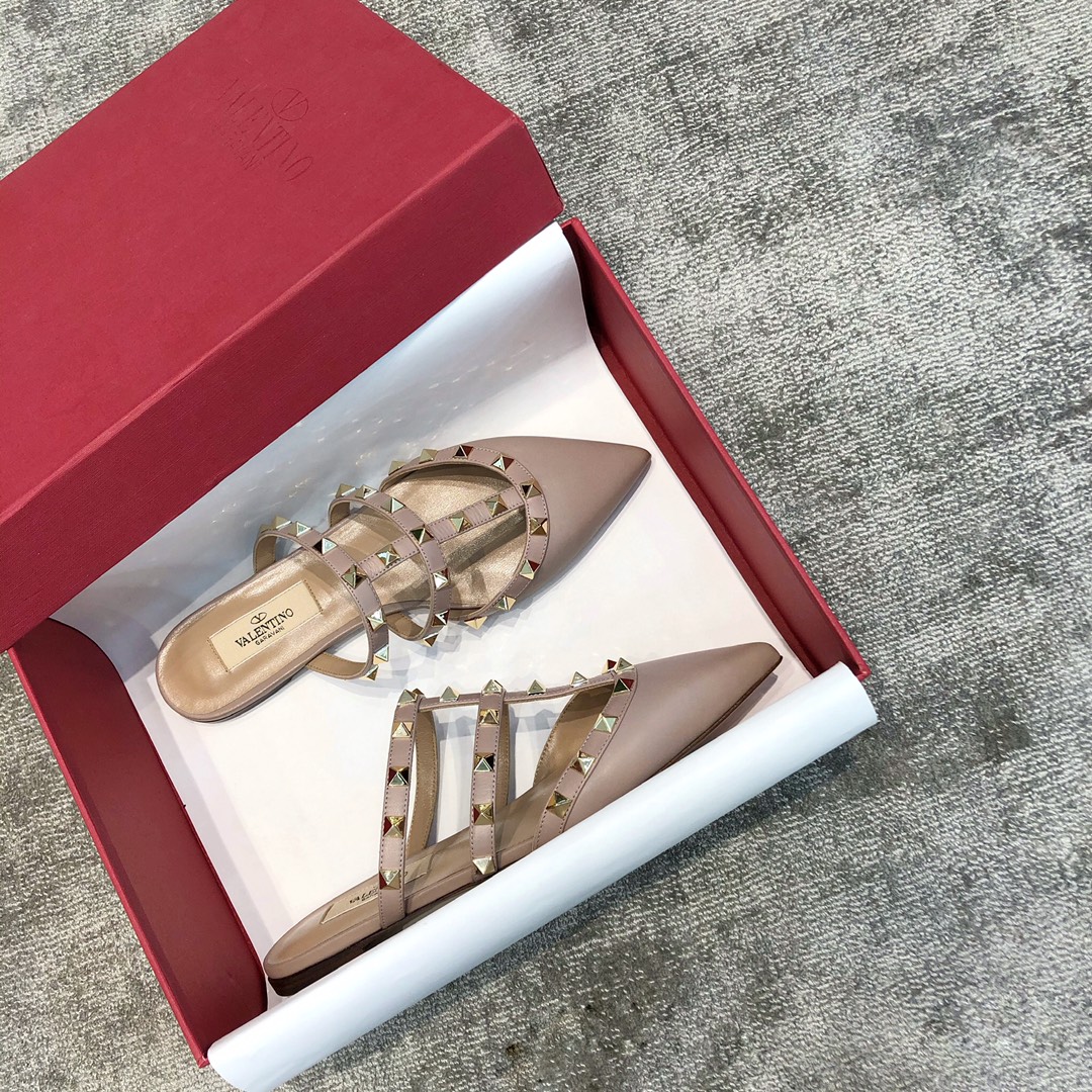 Valentino VT Collection Three Strap Flat Heel Slipper Taro