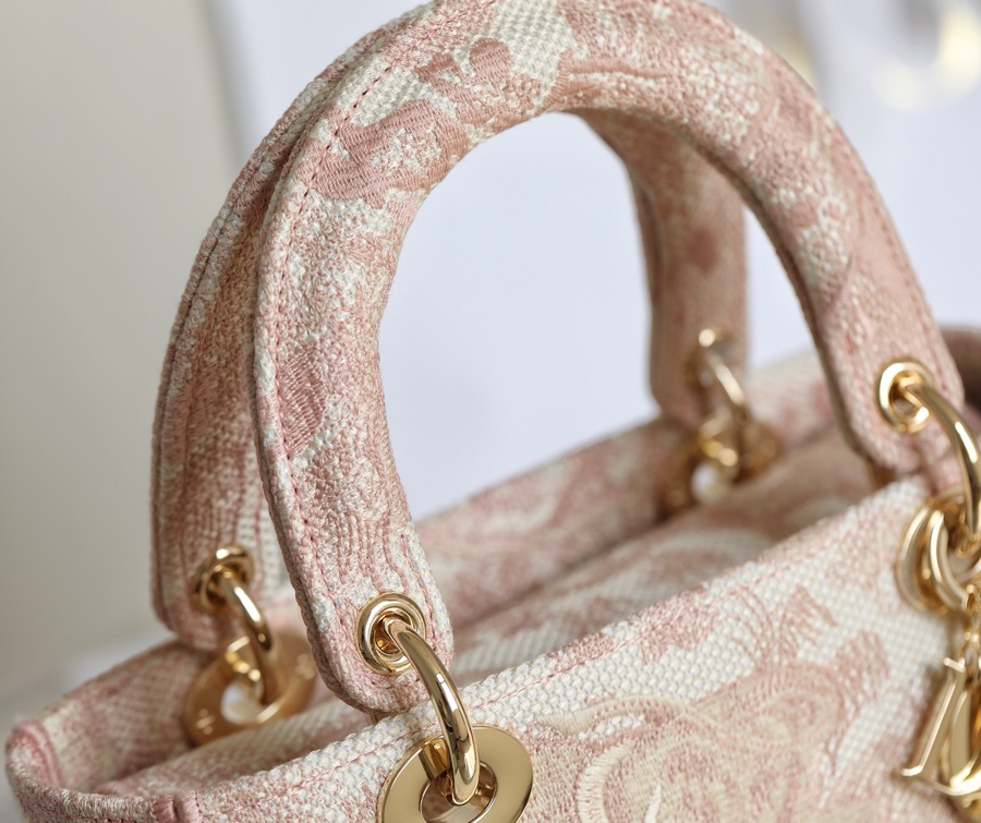 DIOR LADY-D-LITE five compartment toffee bag embroidered tiger pink