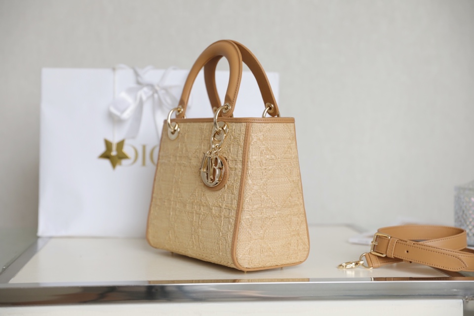 LADY DIOR Raffia Rattan Grid DR-051