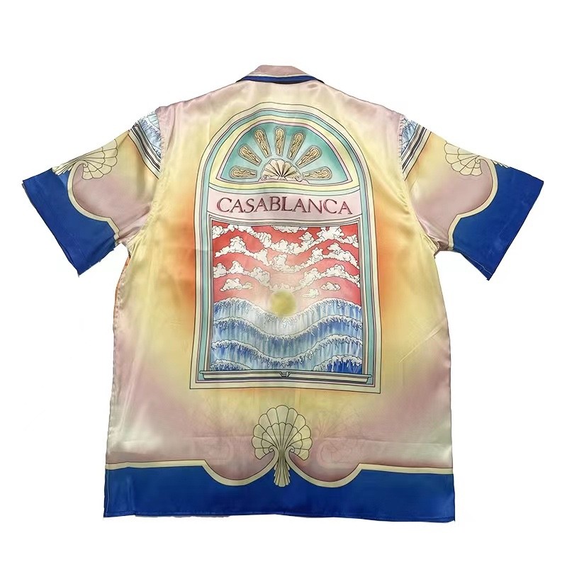 Casablanca dream beach silk color printed shirt expensive summer street shirt