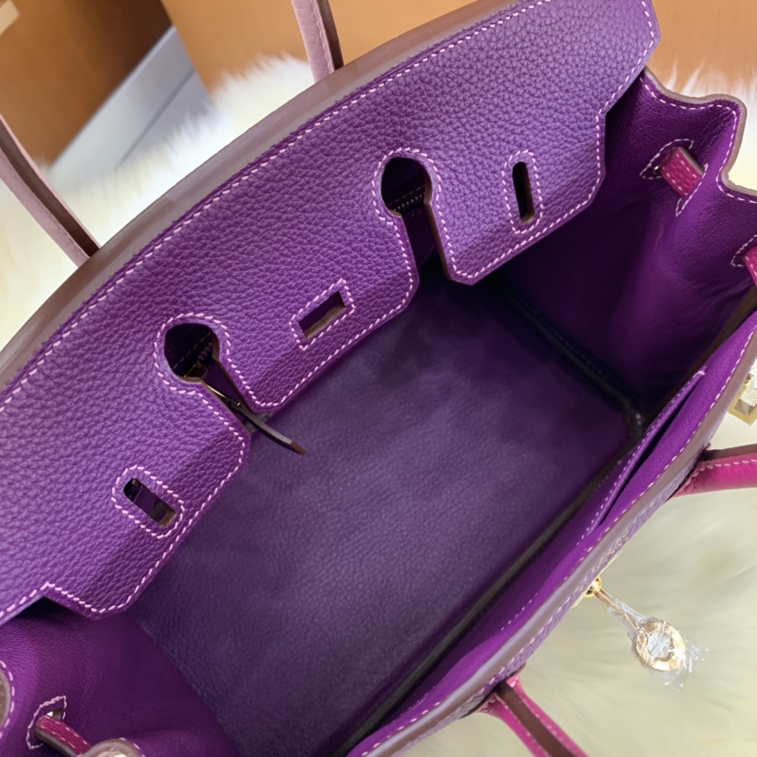 Birkin 25cm togo leather Anemone purple ➕ Rose red ➕ 3Q pink Gold buckle