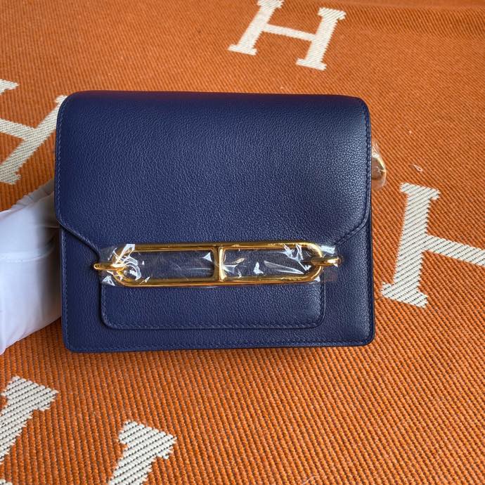 Roulis 19cm dark blue gold and silver buckle spot Evercolor leather