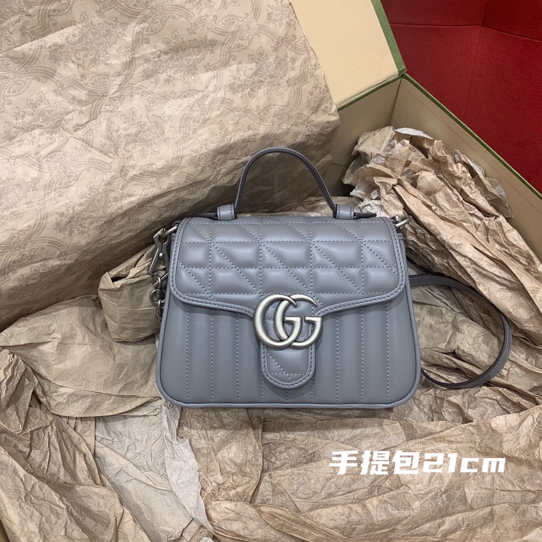 GUCCI marmont geometric series (handbag gray 21cm)# 583571