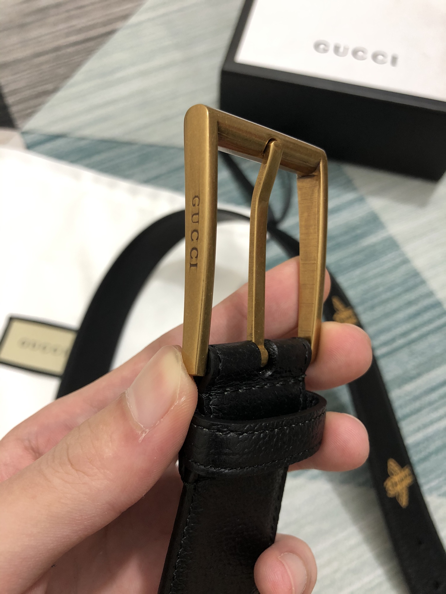 GUCCI head layer pigskin pattern bronzing little bee star craft