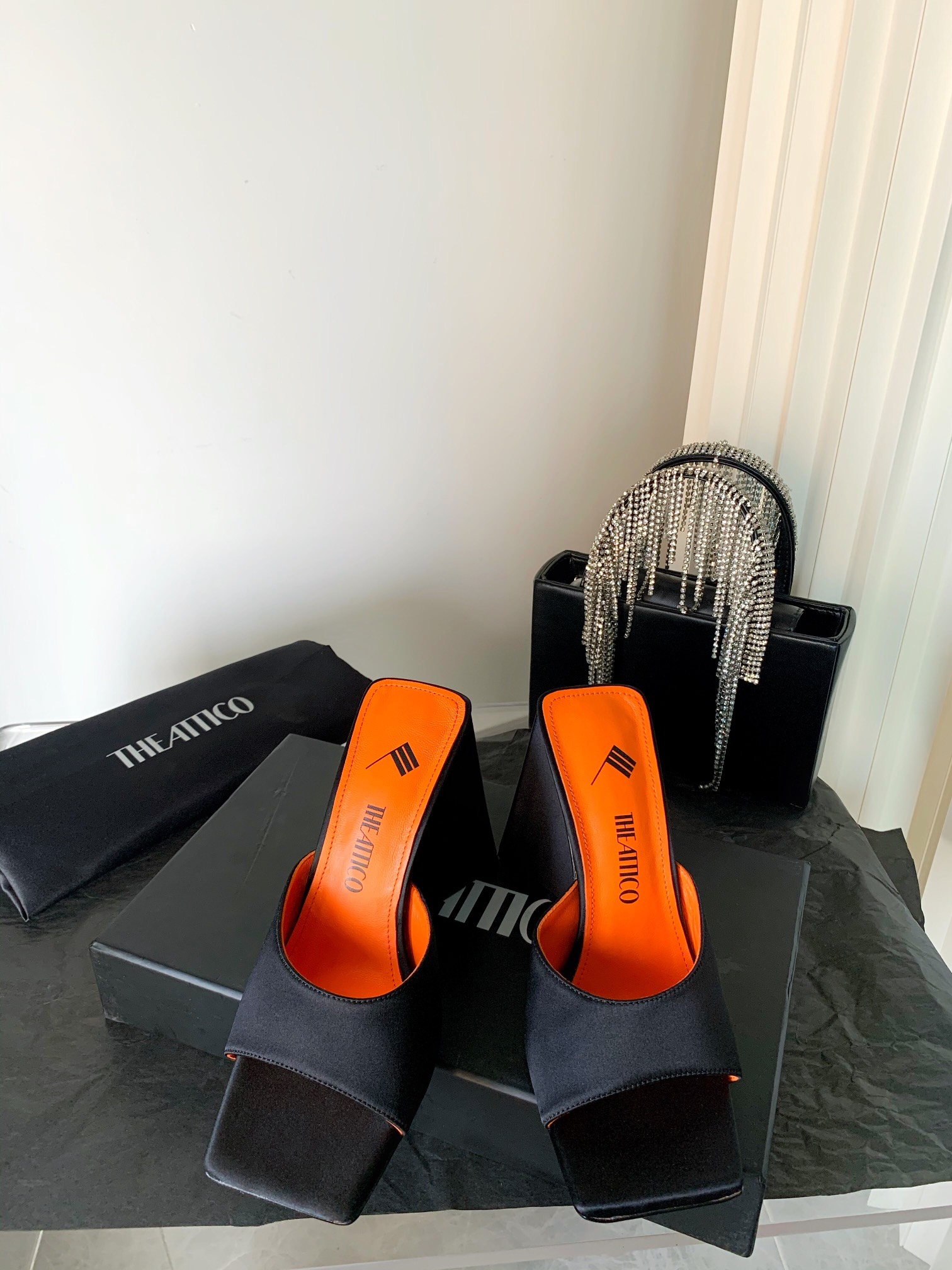 THE ATTICO | 𝟐𝟎𝟐𝟏/𝐒𝐒 𝐧𝐞𝐰 The attico triangle heel sandals lined with sheepskin leather genuine leather outsole