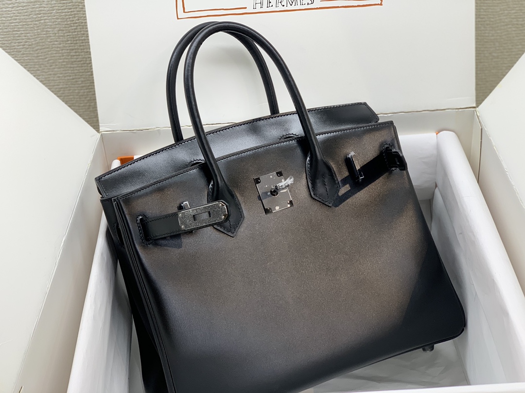 birkin30 antique bag box leather limited edition black buckle all hand sewn