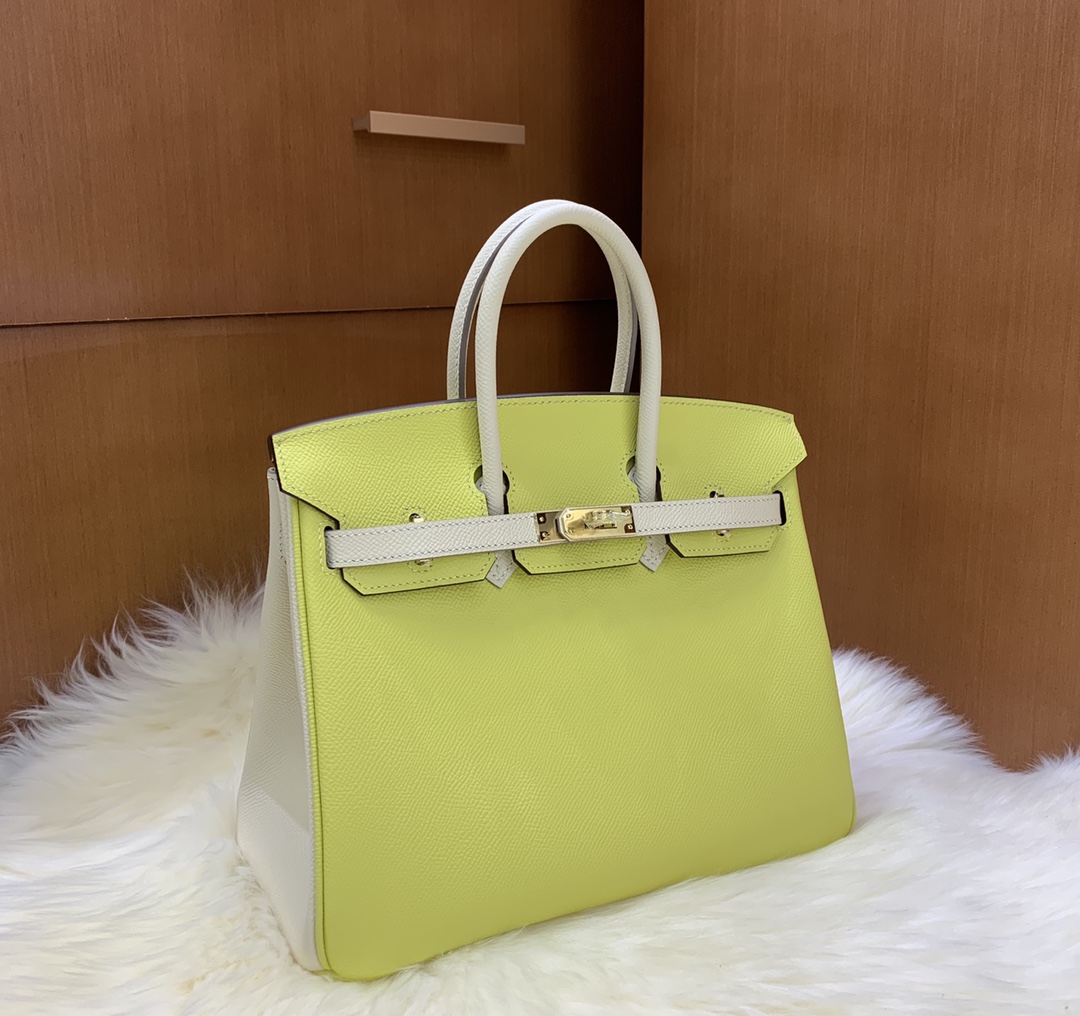Birkin 25cm epsom lemon yellow ➕ milkshake white gold buckle