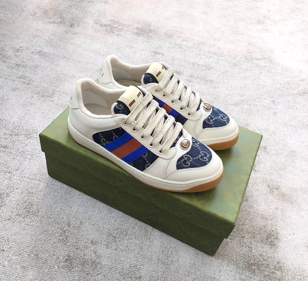 Gucci A very cool little dirty shoe with a vintage nostalgic look Custom fabric Cowhide Towel material