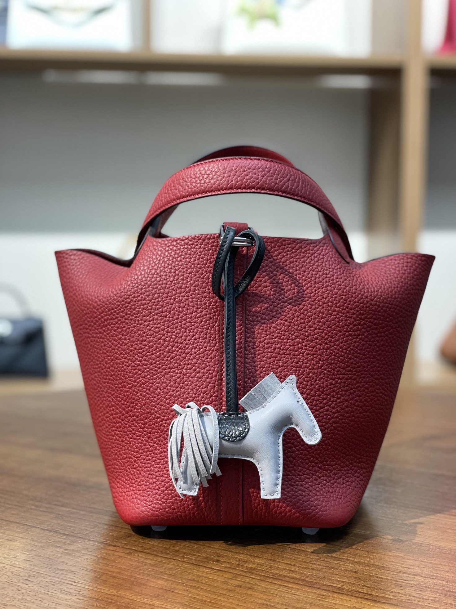 picotin18 national flag red TC leather silver buckle