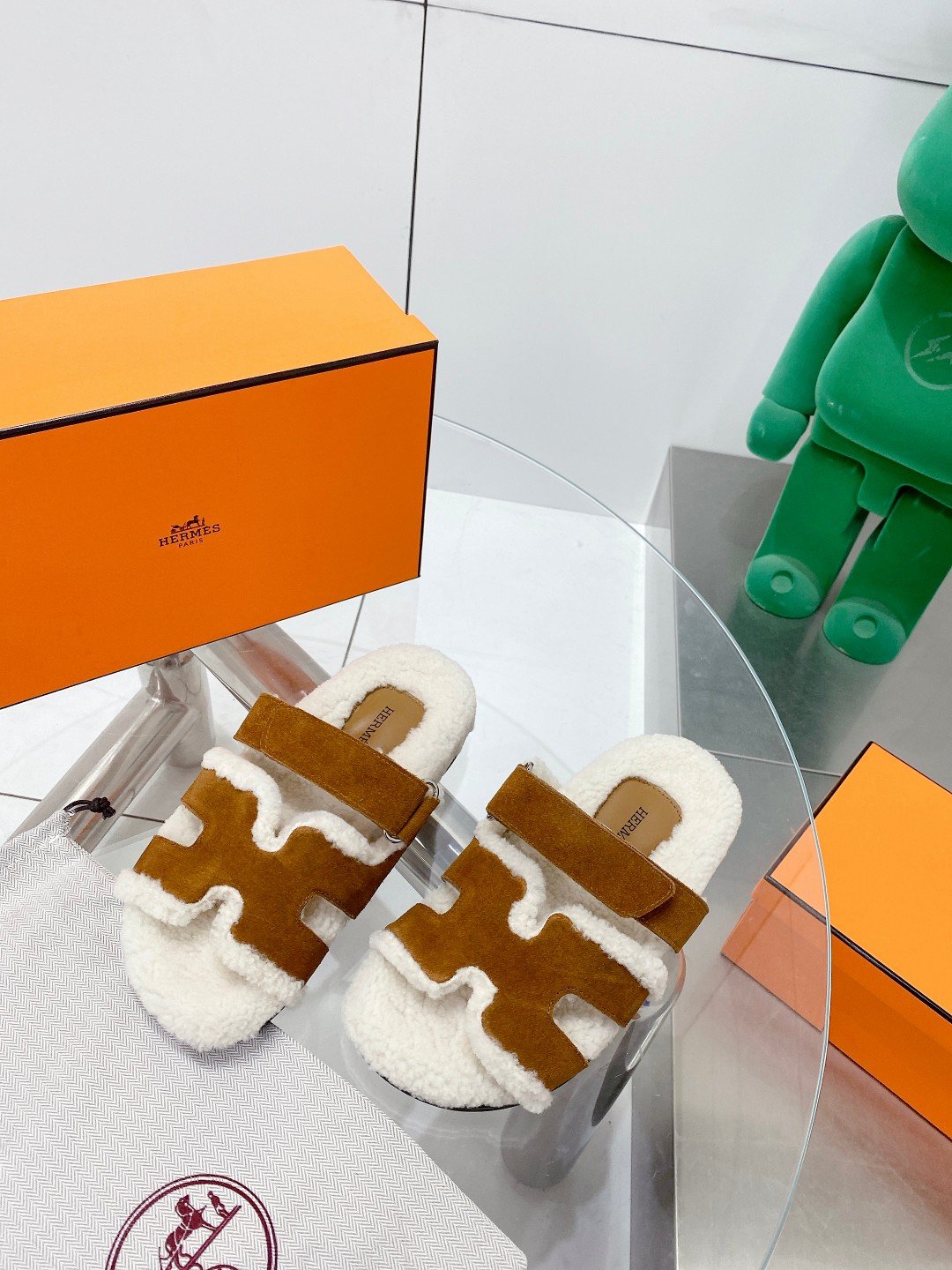 Hermes teddy fur uncle shoes