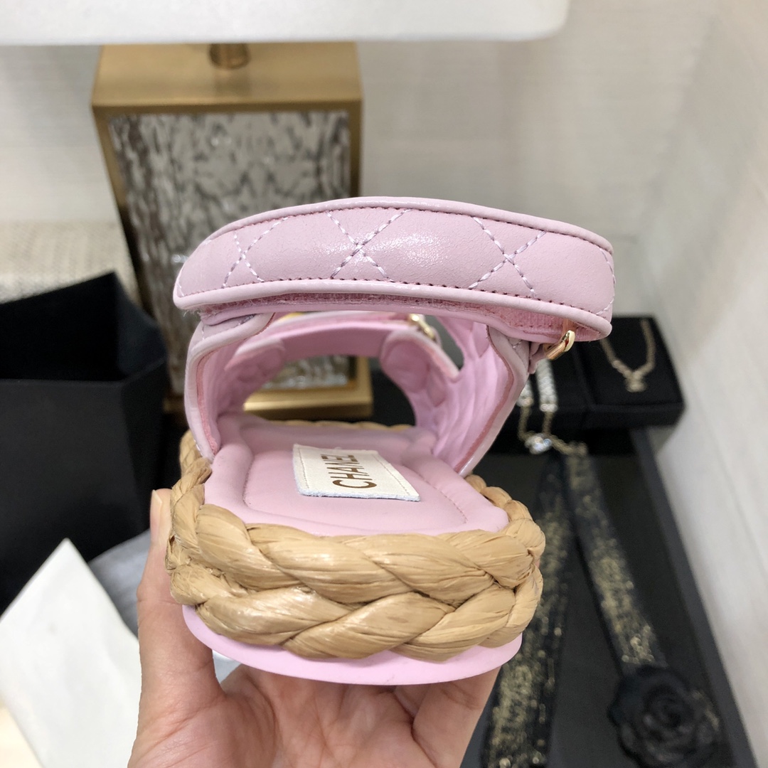 CHANEL 2023 spring and summer latest woven velcro sandals Japan imported woven materials