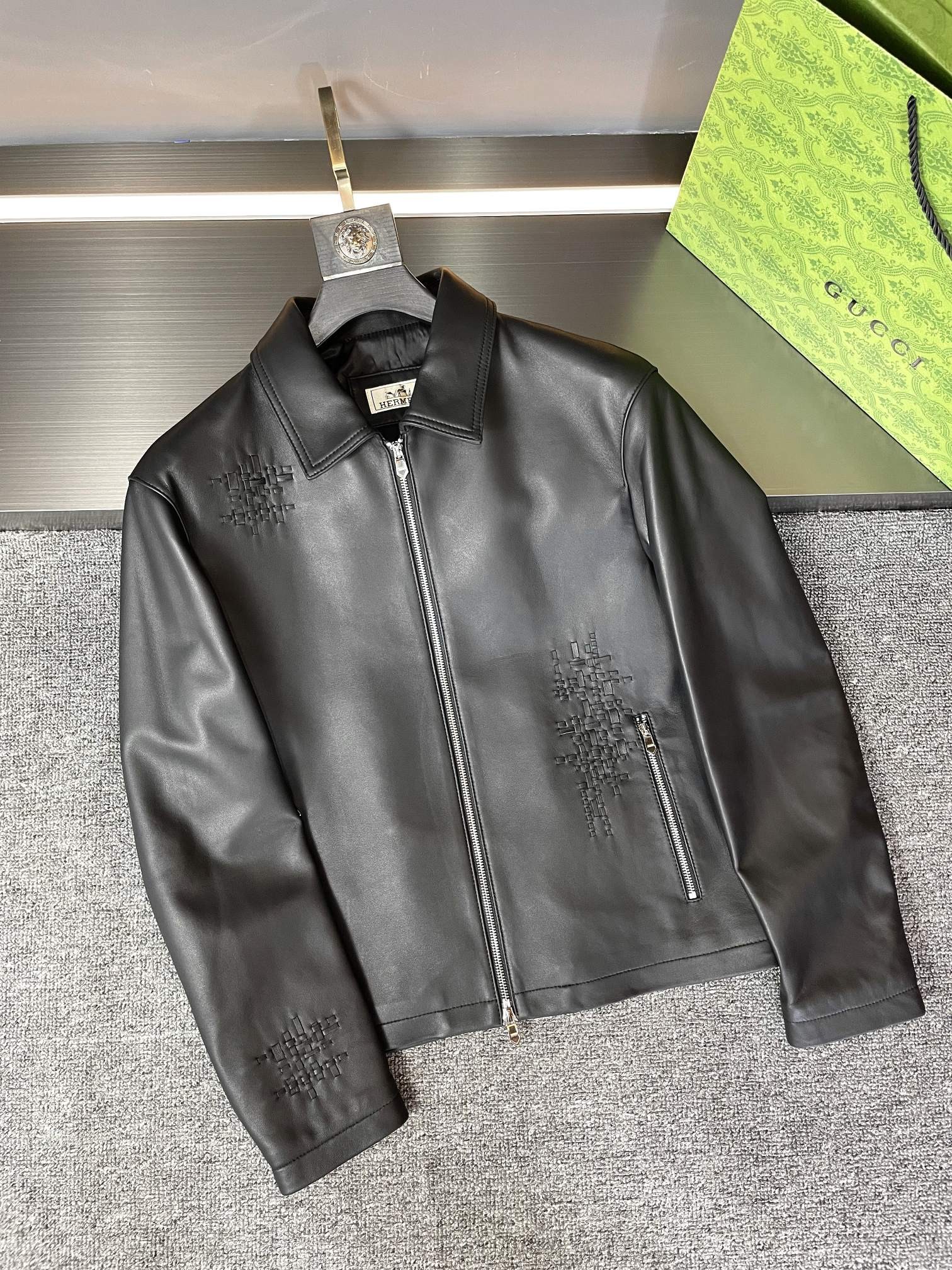 Hermes 23rd Paris Fashion Show Leather Jacket