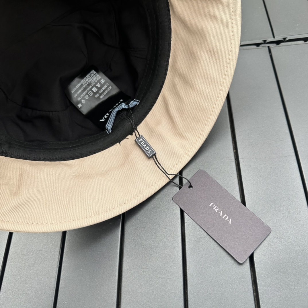 prada classic triangle bucket hat