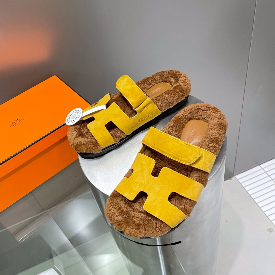 Hermes teddy fur uncle shoes