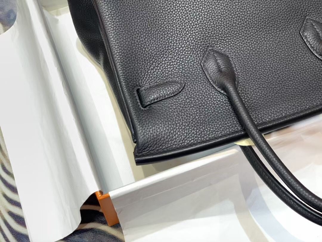 Birkin 30cm Black Silver buckle Imported Togo leather Beeswax thread stitching