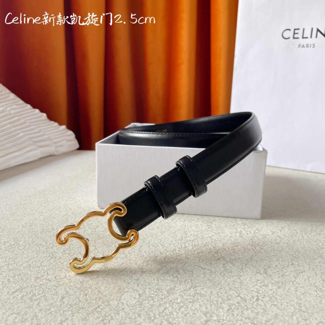 CELINE new leather Arc de Triomphe buckle ladies belt