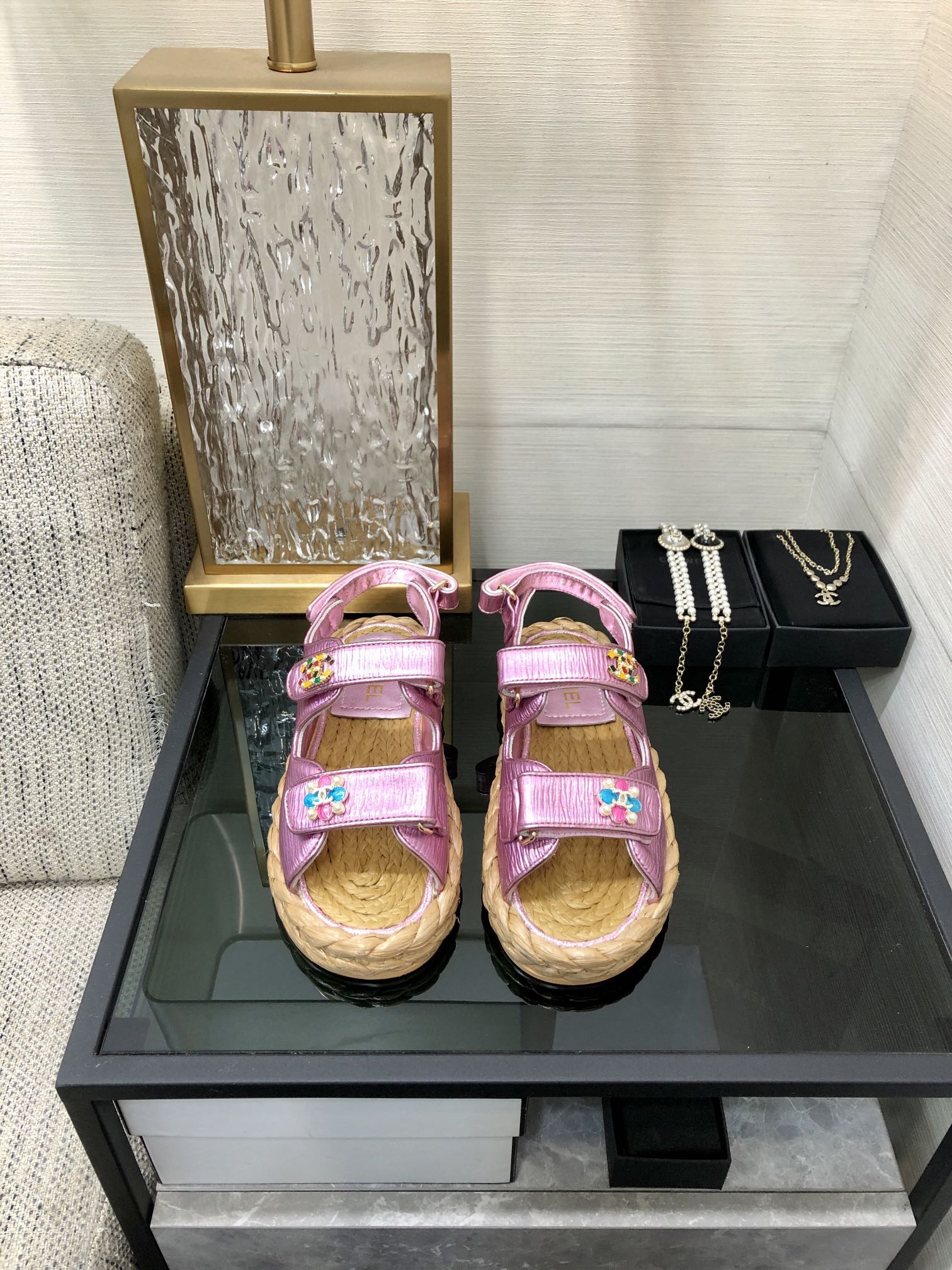 CHANEL 2023 spring and summer latest woven velcro sandals Japan imported woven materials