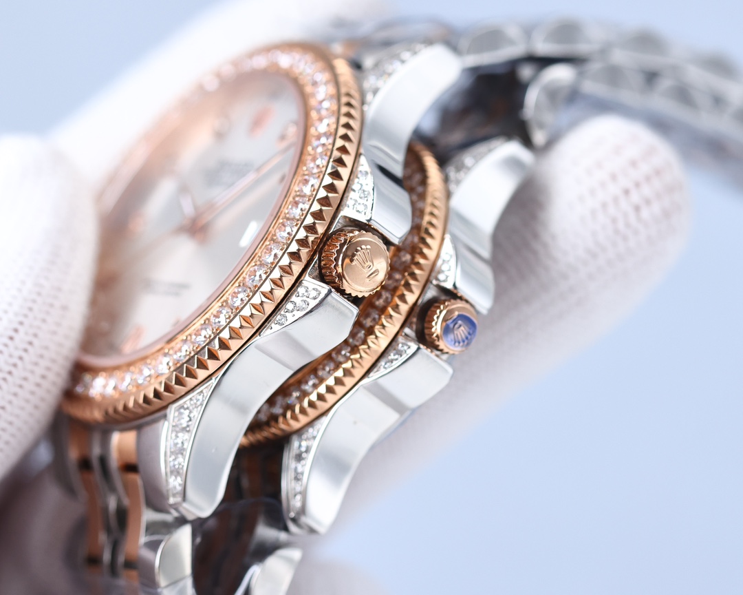 Rolex 316 top stainless steel material, stainless steel bezel set with multiple Swarovski diamonds