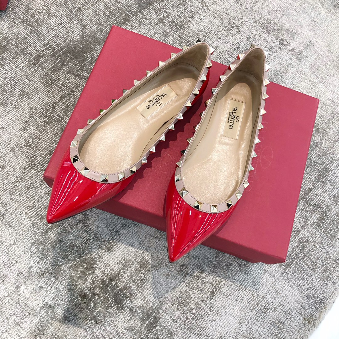 Valentino VT Collection Flats Patent Leather Red