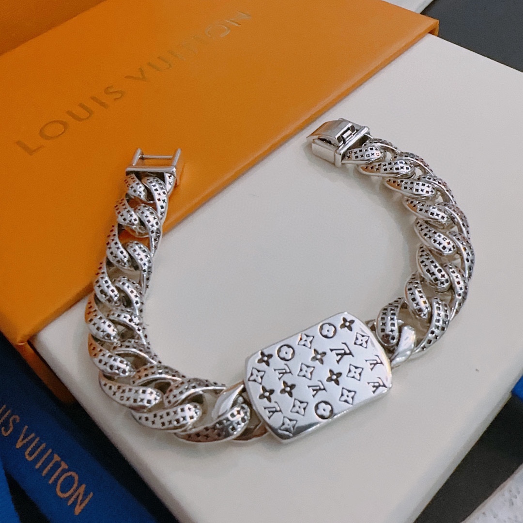 Louis Vuitton vintage silver bracelet couple's version 22cm20cm18cm changeable length