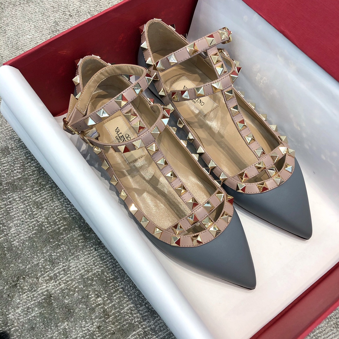 Valentino VT Collection Two Strap Flats Haze Blue