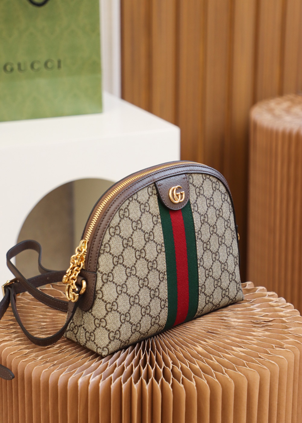 GUCCI upgraded version 𝐎𝐩𝐡𝐢𝐝𝐚 𝐆𝐆 small shell original leather #499621