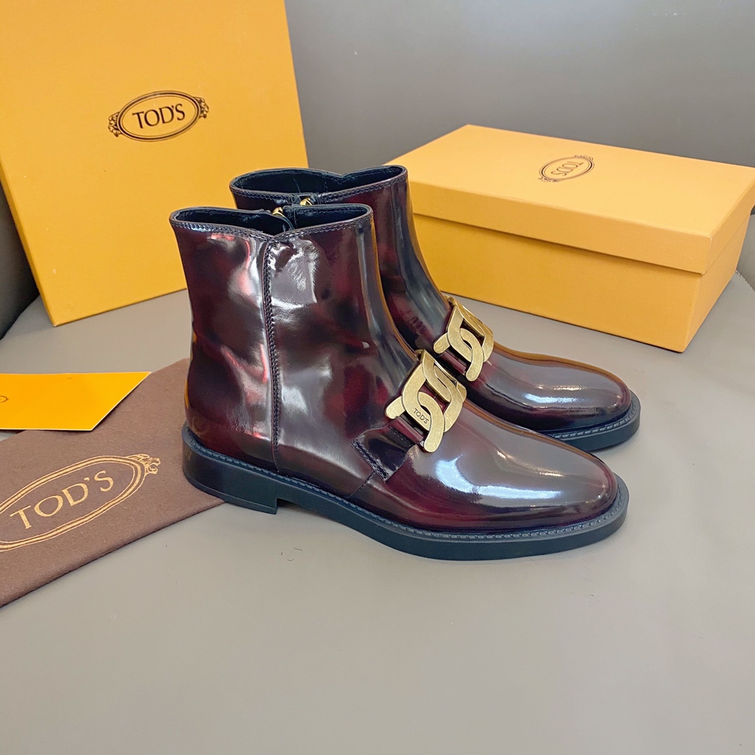 TOD'S 𝙏𝙊𝘿𝙎 Todds 2020 autumn and winter new short boots ✔️ metal buckle short boots import open edge bead cowhide