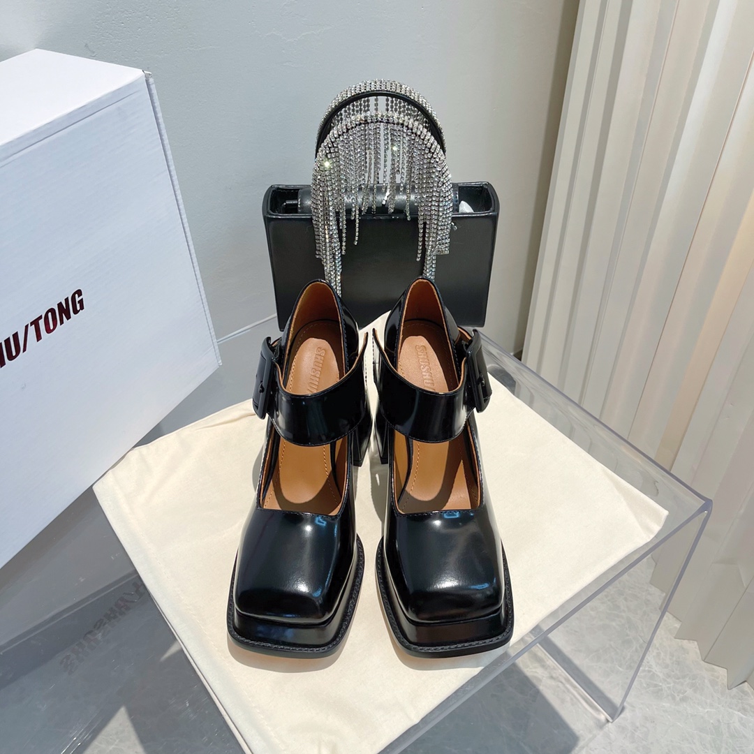 Shushutong | 𝟐𝟎𝟐𝟏/𝐒𝐒 𝐧𝐞𝐰 Thick-soled vintage Mary Jane heels Imported cowhide
