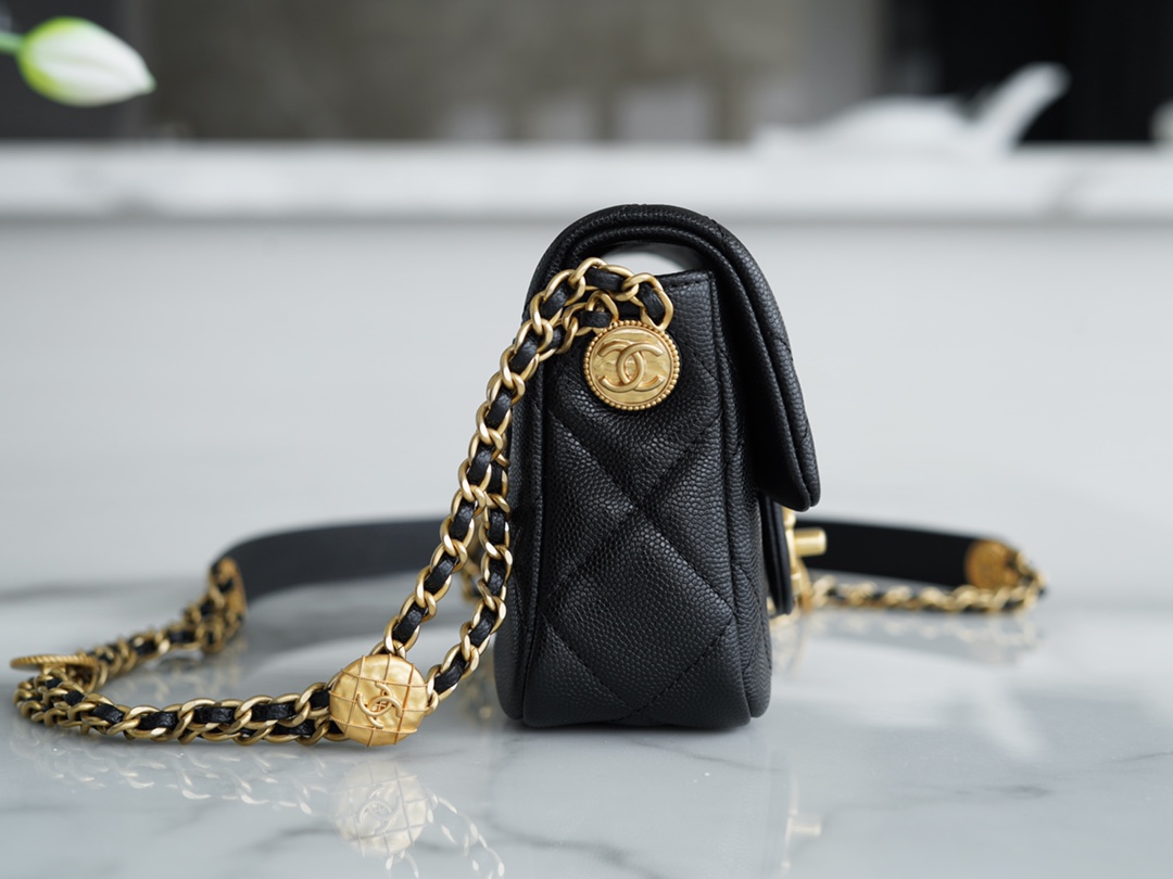 𝗖𝗛𝗔𝗘𝗡𝗟✦ 22A Advanced Handcraft Workshop Gold Coin Cover Bag Fang Fatty Genuine Leather