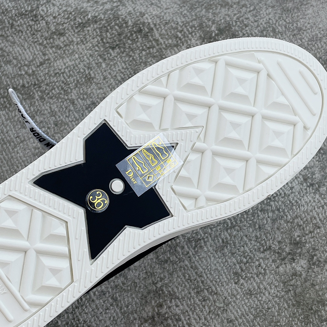 DIOR Canvas half slipper Water-dyed sheepskin lining TPU outsole Black canvas