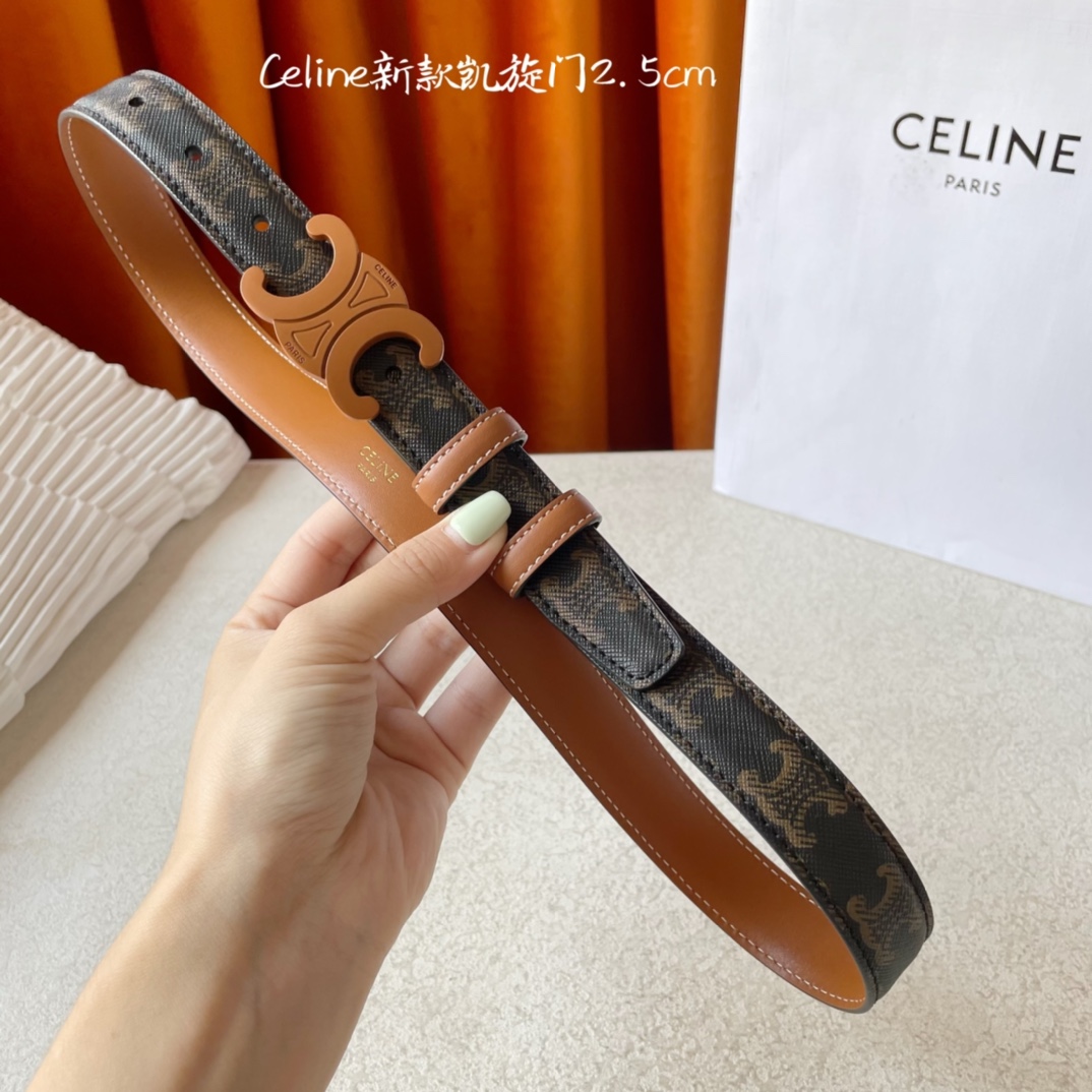 CELINE new leather Arc de Triomphe buckle ladies belt