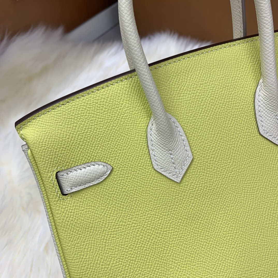 Birkin 25cm epsom lemon yellow ➕ milkshake white gold buckle