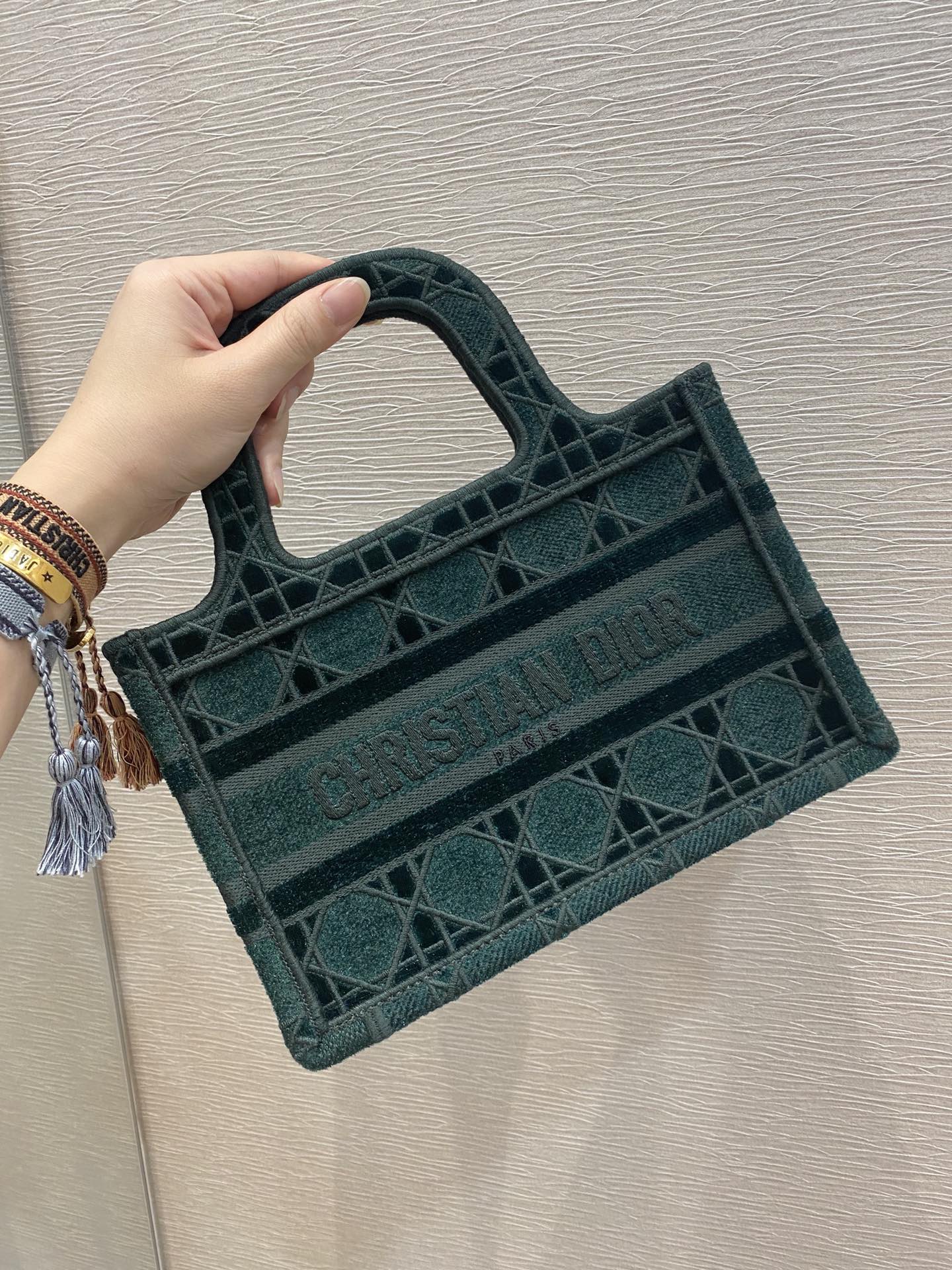 Mini Peacock Green Tote Velvet latest plaid series