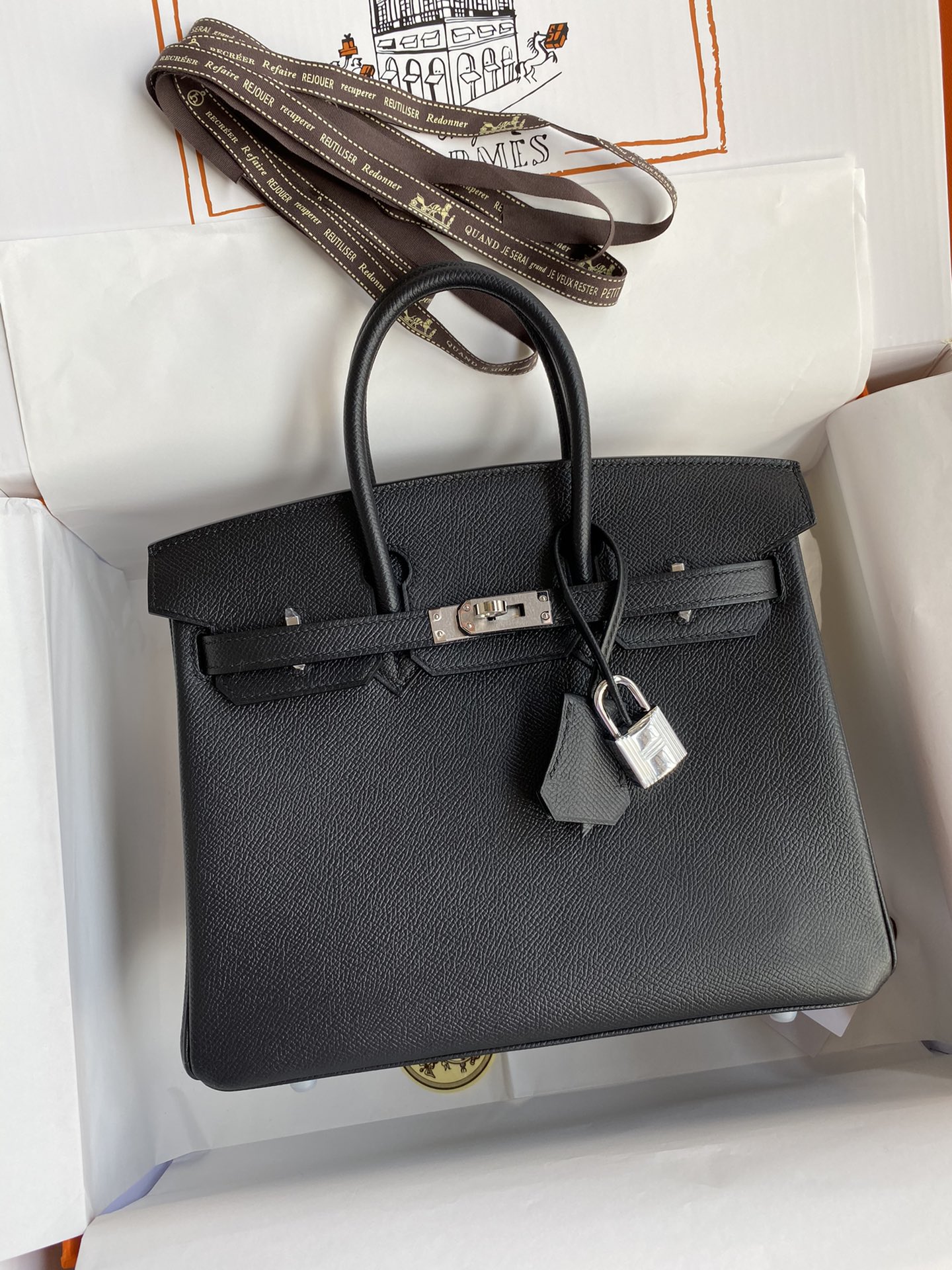 Birkin 25cm Epsom Leather Black Silver Buckle