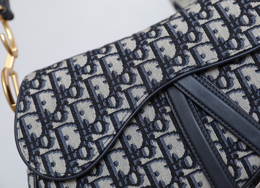 Dior Oblique Old Flower Saddle Handbag