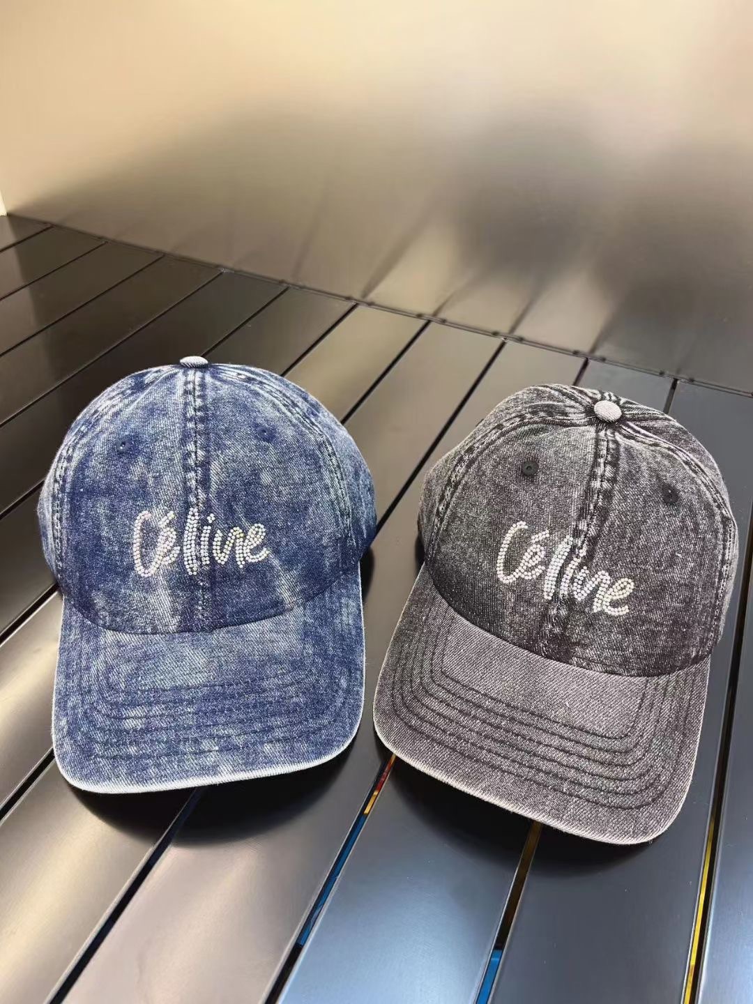 CELINE New Washed and Distressed Denim Baseball Cap