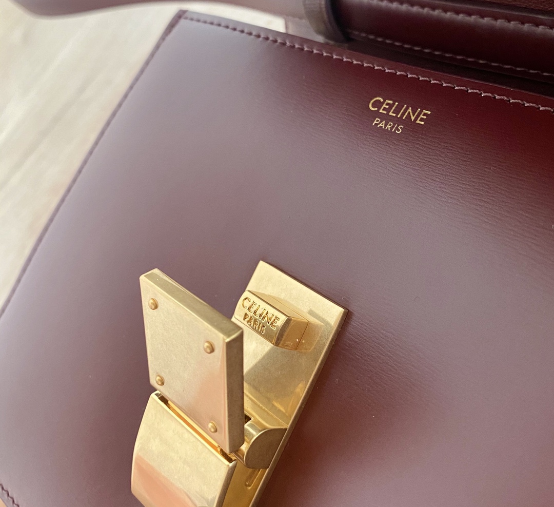 𝐂𝐞𝐥𝐢𝐧𝐞 Box Teen bag in polished calfskin