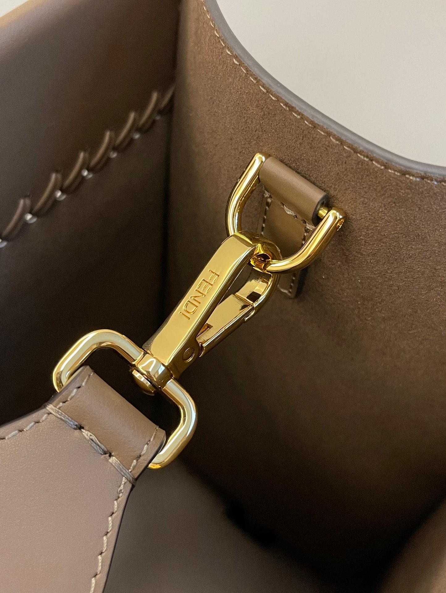 FENDI medium side leather woven tote bag 