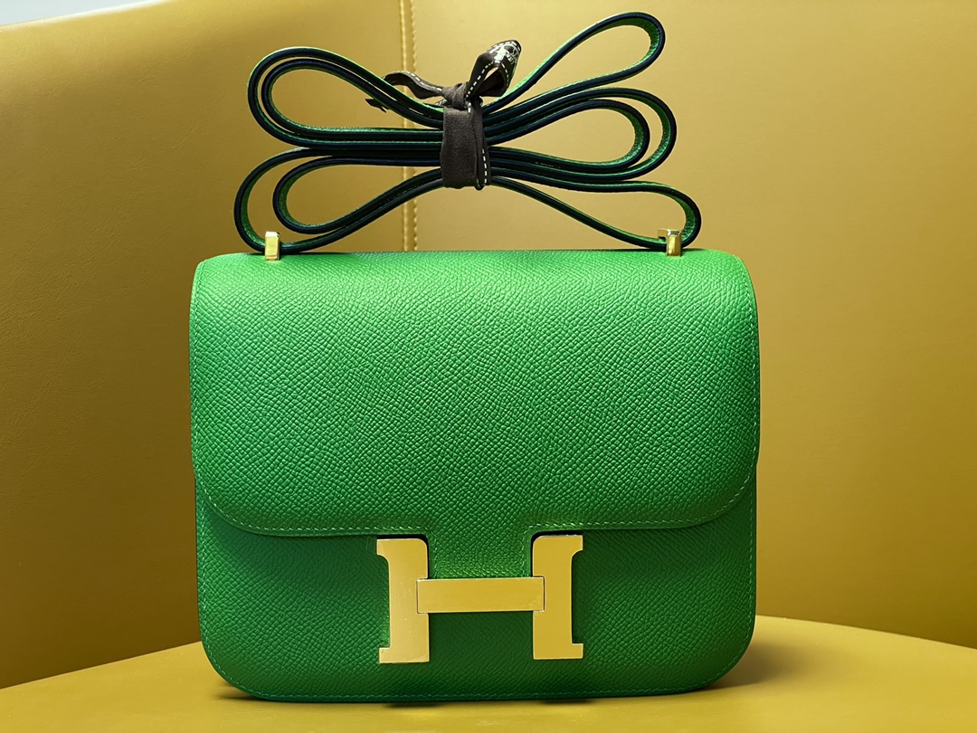 Kangkang 19 bamboo green epsom leather gold buckle