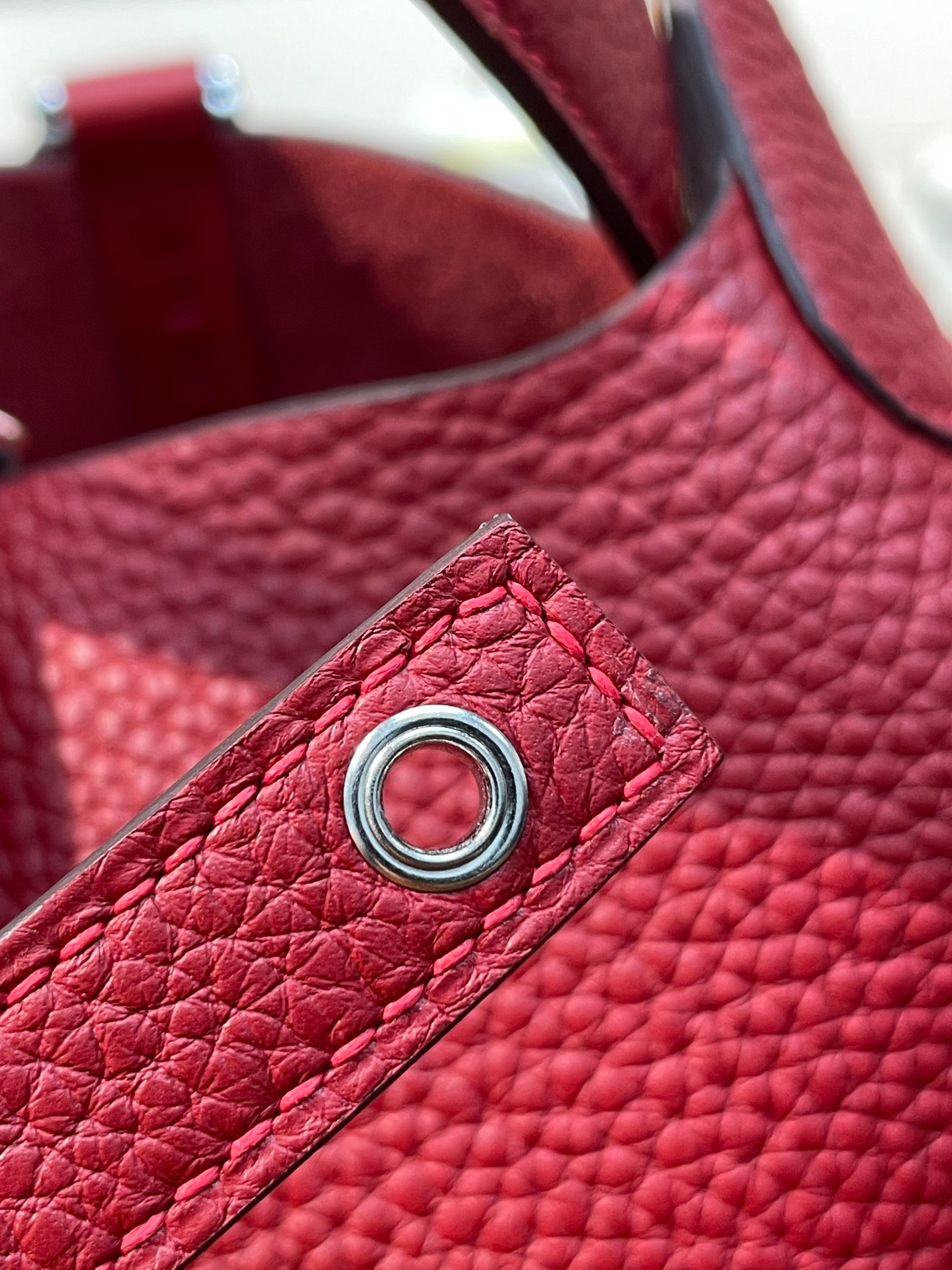 picotin18 national flag red TC leather silver buckle