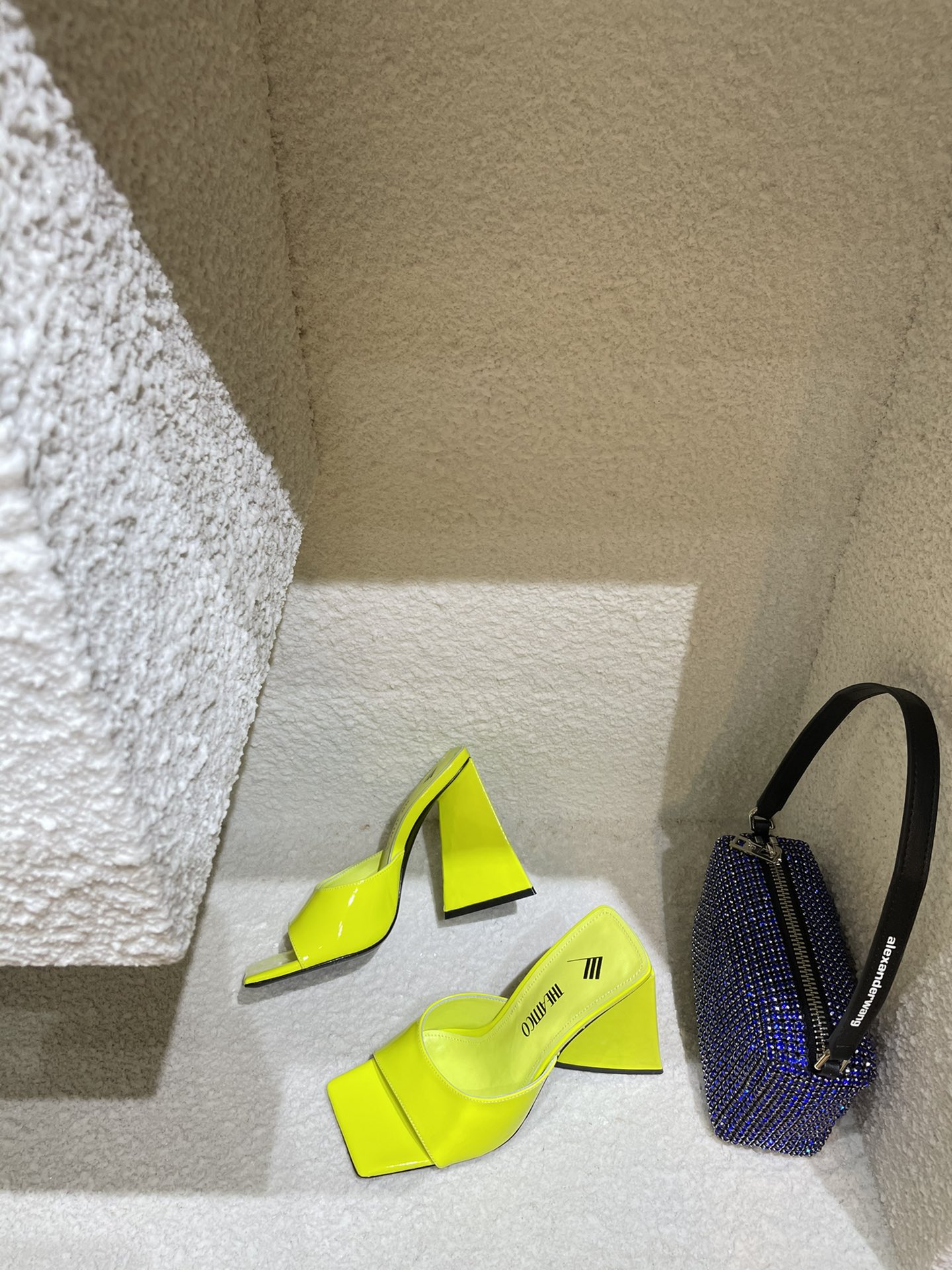 THE ATTICO | 𝟐𝟎𝟐𝟏/𝐒𝐒 𝐧𝐞𝐰 The attico triangle heel sandals lined with sheepskin leather genuine leather outsole