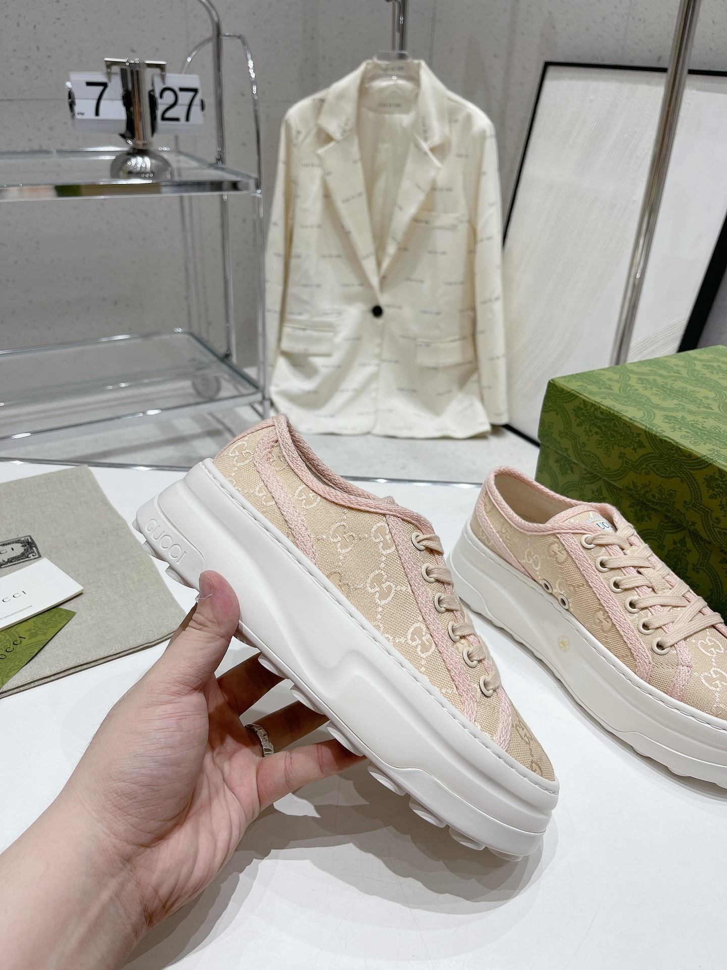 Gucci Explosive Presbyopia Canvas Casual Platform Shoes