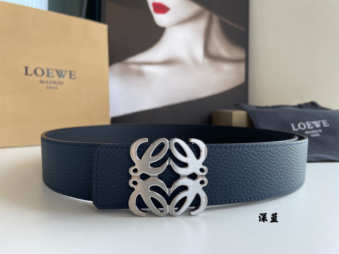 LOEVE stainless steel logo pattern metal buckle with top layer cowhide reversible