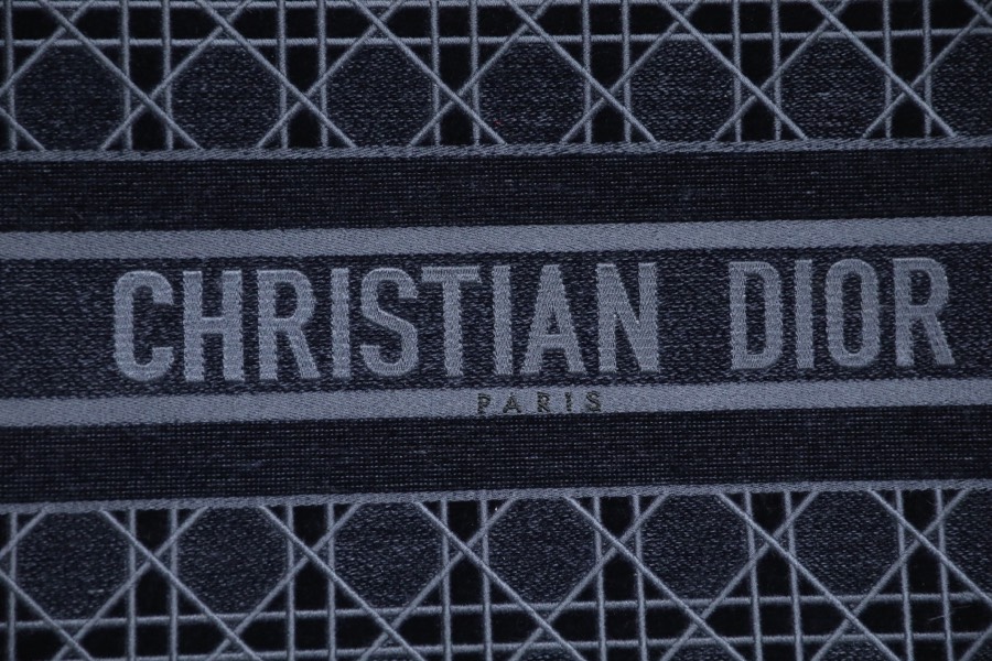 DIOR TOTE embroidered vine check blue