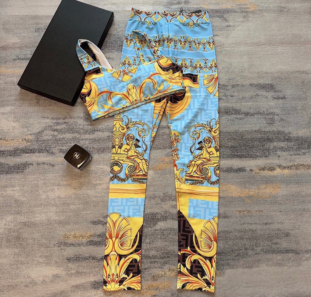 versace -fendi joint new high stretch fitness and yoga sportswear swimming costume