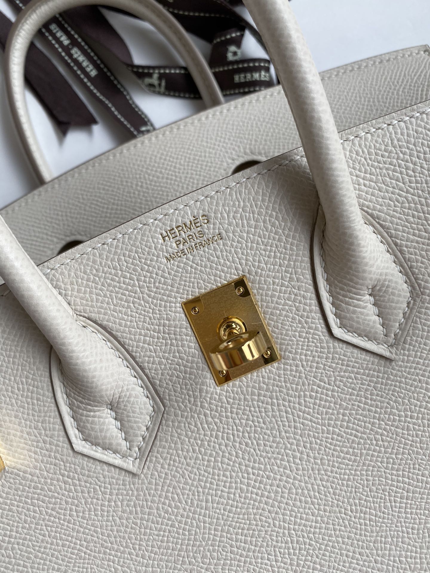 Birkin 25cm Epsom Leather Milkshake White Gold Buckle