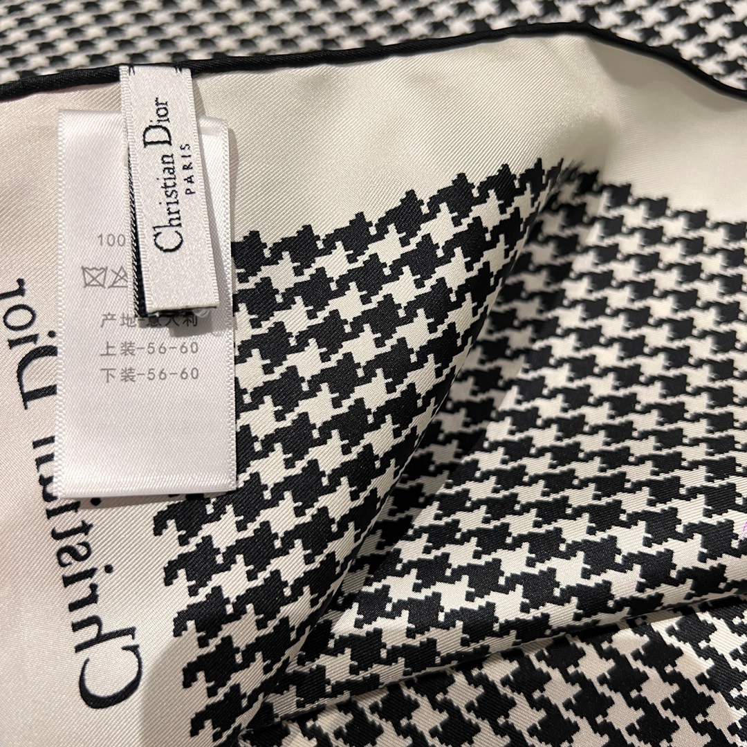 𝐃𝐢𝐨𝐫 ·《千鸟格方巾》黑色100%桑蚕丝