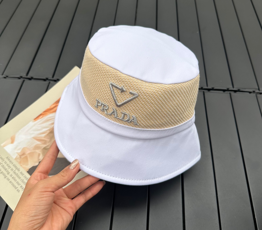 prada classic triangle bucket hat