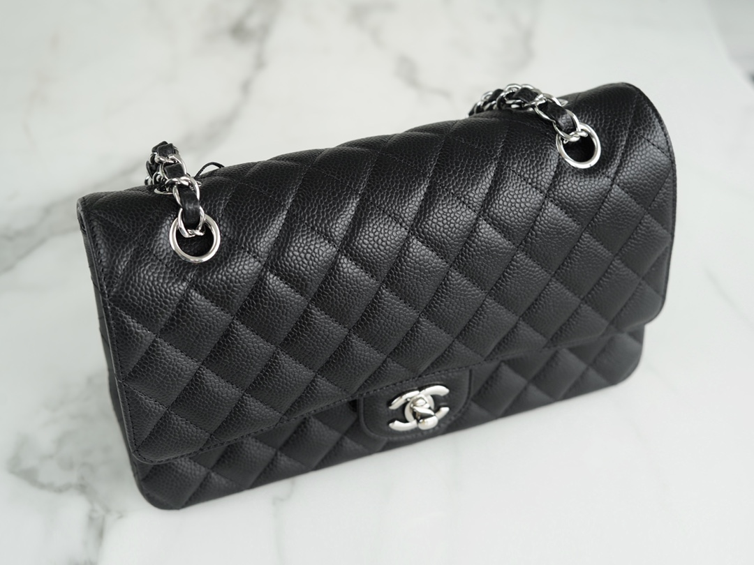 ๐๐๐๐๐๐ Classic Flap France ๐ซ๐ท ๐๐๐๐ฌ Original Caviar ๐ Original Lychee Pattern ๐ Medium Silver Buckle ๐คBlack